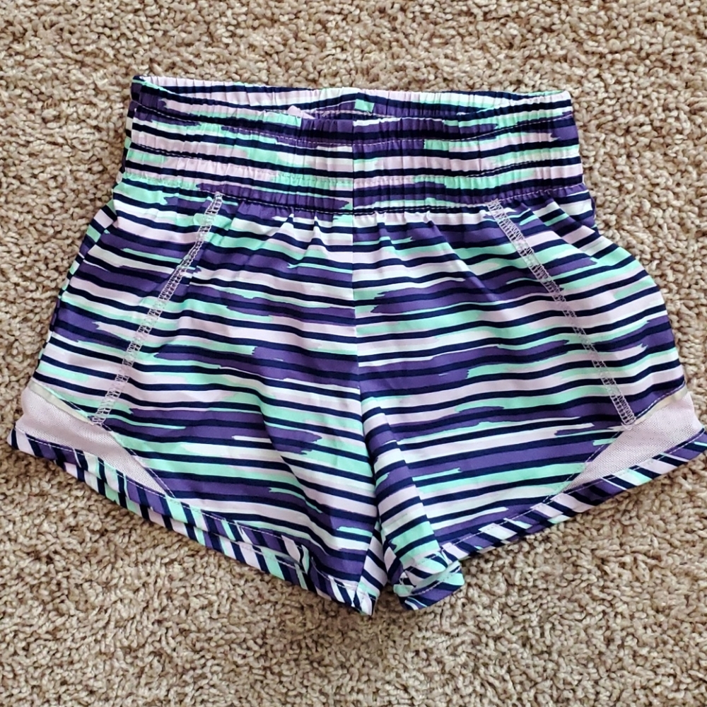 Girls Athletic Running Shorts, purple/multicolored